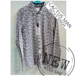 CACTUS MAN RICKY SINGH floral printed long sleeve shirt size "L" (42) NWT!